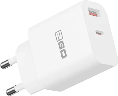Produktbild von 2GO USB Schnellladegerät 20W – USB-C & USB-A Netzteil, weiß