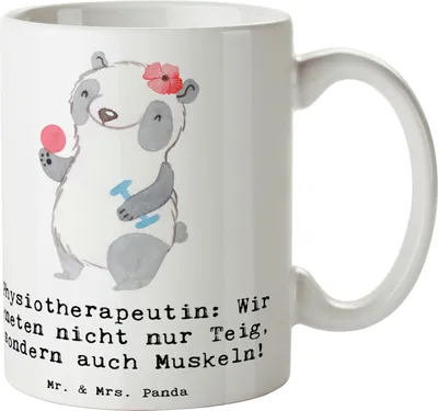Produktbild von Mr. & Mrs. Panda Becher Physiotherapeutin Humor - Weiß - Geschenk, Lebensqualität, Berufsprodukte, Berufsliebe, Berufe, Massage, Physiotherapie, kaffeetasse keramik, Pott