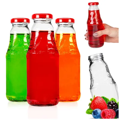 Zdjęcie produktu dla SuperButelki - 10x Butelka szklana SOCZEK 330 ml z zakrętką, butelki 0,33l na soki wino napoje + lejek i e-book z przepisami zestaw butelek 0,3 l