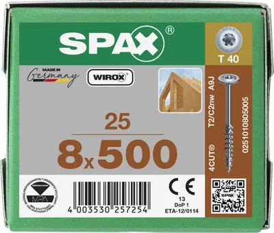 A green and gray box containing screws, with product details and branding visible.