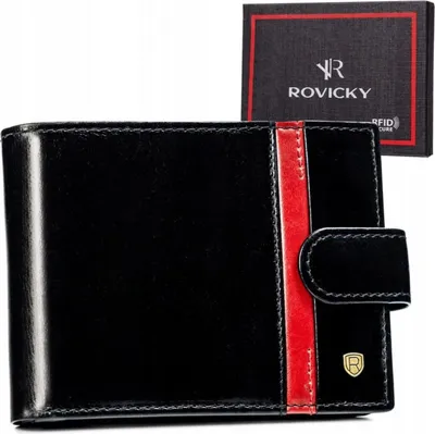 Produktbild von Rovicky | Große, elegante Herrengeldbörse, aus echtem Leder, Schwarz, 12.5x10.5 cm