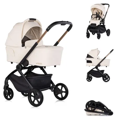 Produktbild von Chipolino Kombikinderwagen Winner 2 in 1 Babywanne klappbar Fußabdeckung Korb creme