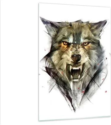 Produktbild von Bilder auf glas - Einteilig - Wolf Tier Wald - 80x120cm - Glasbilder - Wandbilder - Bilder - zum Aufhängen bereit - Wanddekoration aus Glas - Glas Bilder - Wandbild auf Glas - GPA80x120-4070
