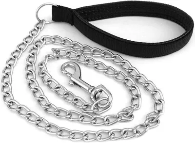 Produktbild von Metallene Hundeleine, robuste Hundeleine mit gefedertem Griff für mittelgroße und große Hunde, Länge 6 Fuß, Breite 2,5 mm