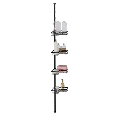 Image de Étagère télescopique en acier inoxydable, 4 niveaux, étagère d'angle, étagère de douche, longueur réglable de 65 à 305 cm
