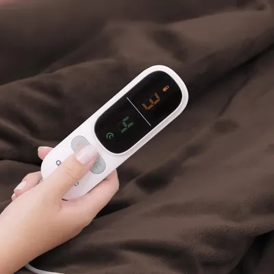 Produktbild von Auronic Elektrische Heizdecke - 200 x 180 cm - 2 Personen Wärmedecke - 9 Wärmestufen und Timer - Kuscheldecke - Sherpa Fleece - Braun