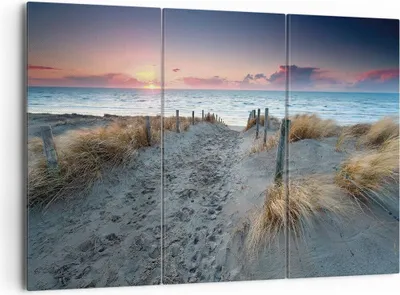 Produktbild von Bild auf Leinwand - Leinwandbild - 3 Teile - Strand Sand Spaziergang - 165x110cm - Wand Bild - Wanddeko - Wandbilder - Leinwanddruck - Bilder - Wanddekoration - Leinwand bilder - CE165x110-4924