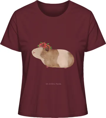 Produktbild von Mr. & Mrs. Panda Baumwoll T-Shirt Damen Meerschweinchen Weisheit Größe S - Burgundy - Geschenk, Kurzarmshirt, Sommershirt, Wunder, Oberteil, Spruch, Wunderland