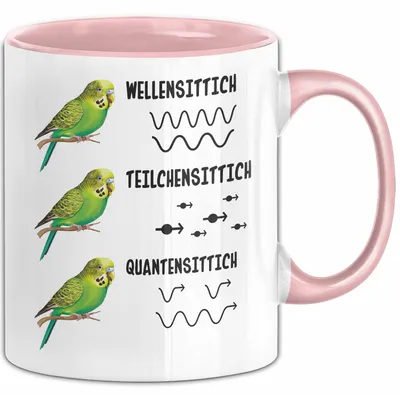 Produktbild von Wellensittich-Liebhaber Tasse Geschenk Lustiger Spruch Teilchensittich Quantensittich (Rosa)