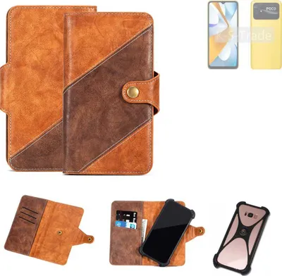 Produktbild von K-S-Trade Handyhülle Schutzhülle Bookstyle Case Wallet-Case kompatibel mit Xiaomi Poco C40 Cover Klapphülle Kantenschutz Smartphone dunkelbraun