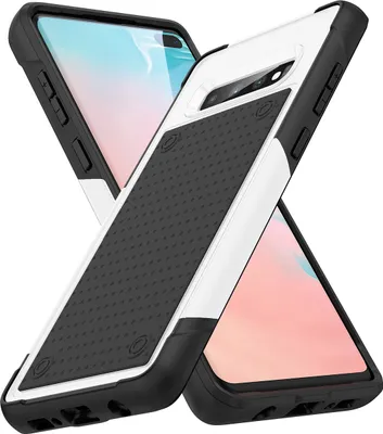 Produktbild von Für Samsung Galaxy S10 Plus Hülle Militärqualität Stoßfest Hybrid 2 in 1 Hart PC Weich TPU Handyhülle Weiß Schwarz