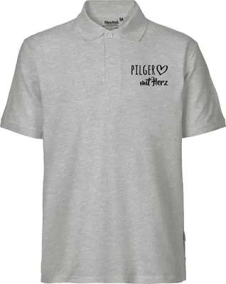 Produktbild von Huuraa Herren Polo Shirt Pilger mit Herz S Sport Grey Bio Baumwolle Fairtrade Poloshirt Geschenkidee