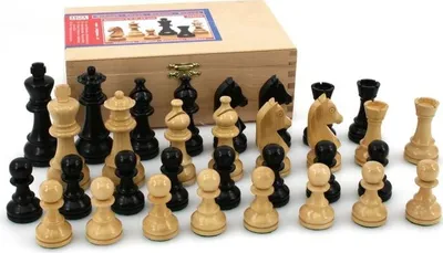 Produktbild von HOT Games Schachset Figuren Palmenholz schwarz Königshöhe 83 mm