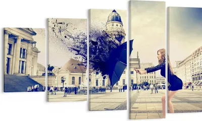 Produktbild von Bild auf Leinwand - Leinwandbild - Stadt landmarken quadrat regenschirm - 100x60cm - Wand Bild - Wanddeko - Leinwanddruck - Bilder - Kunstdruck - Leinwand bilder - Wandkunst - EG100x60-2627