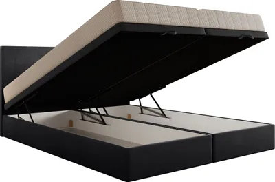 Produktbild von TRADA Siesta Boxspringbett 140x200 mit Bettkasten und Matratze Dunkelgrau
