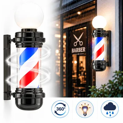 Produktbild von Barber Pole LED-Lampe Barbierstange Leuchtreklame Friseursalon Werbeschild 67cm