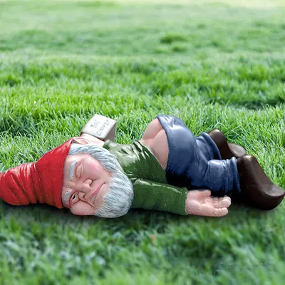 Produktbild von Lustiger betrunkener Gartenzwerg, kreative Gnome-Statuen-Dekoration, Gartenskulptur, für Indoor-Outdoor-Patio-Rasen-Ornament – ​​grün