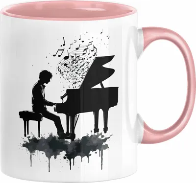 Produktbild von Klavier-Spieler Geschenk Tasse Grafik Piano Spielerin Geschenkidee Becher (Rosa)