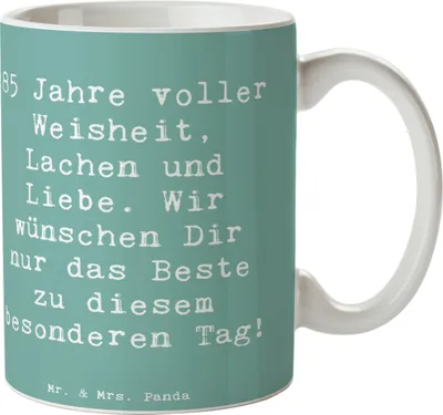 Produktbild von Mr. & Mrs. Panda Kaffeetasse Spruch 85. Geburtstag - Meeresbrise - Geschenk, Becher, Tasse, Feier, Happy Birthday, Glückwunsch, Liebe, Teebecher, schöne, Weisheit