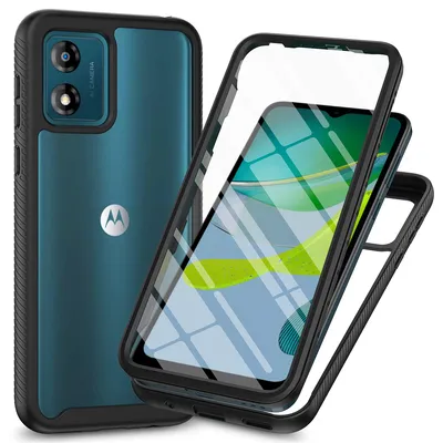 Obrázek produktu pro Pouzdro pro Motorola Moto E13, nárazník s vestavěnou ochranou displeje 360° celotělové ochranné pouzdro černé