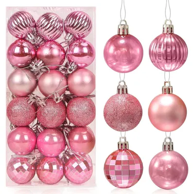 Productafbeelding van Kerstballen, roze, 36 stuks, kunststof, 4 cm, kerstboomversiering, set