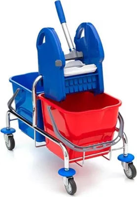 Produktbild von Wisch-Star Doppelfahrwagen Doppelfahreimer Chrom mit Presse