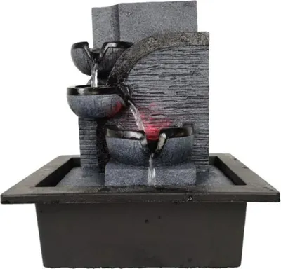 Produktbild von Zen LED Wasserfall - Tischbrunnen - Innenbereich - Harz in Steinoptik - Feng Shui - Meditation & Entspannung - Buddhistische Deko - Zuhause & Büro