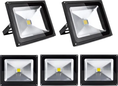 Produktbild von Greenmigo 5x 50W LED Fluter Strahler Gartenlampe Kaltweiß Licht mit Schwarz Aluminium Gehäuse Wasserdicht IP65 85-265V