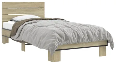 Image de vidaXL Sommier avec tête de lit en chêne Sonoma 80 x 200 cm, bois d'ingénierie