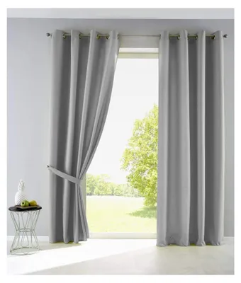 Produktbild von 2er Set blickdichte Vorhänge »Palermo« mit Ösen und Raffhalter, Dekoschal HxB 245x140 cm Grau