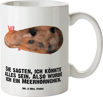Produktbild von Mr. & Mrs. Panda Teebecher Einhorn Meerschweinchen - Weiß - Geschenk, Meerschwein, hochwertige tasse, Riesenkaffeetasse, jumbotasse, Unicorn, Einhörner, Pott, Deko, Große