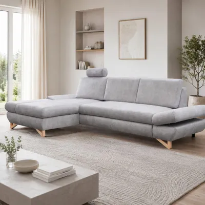 Produktbild von Ecksofa "LUCIA" mit Schlaffunktion und Bettkasten; Modernes Schlafsofa