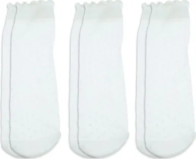 Produktbild von 3 Paar Söckchen Damen Durchsichtige, Weiß Feinstrümpfe, Knöchel Rüschen, Free Size, Durchsichtig