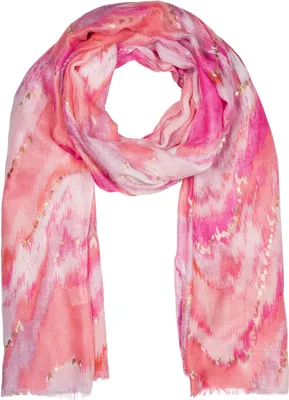 Produktbild von styleBREAKER Damen Schal Wasserfall Farbverlauf Muster mit Metallic Details, Leichtes großes Tuch mit kurzen Fransen 01016227