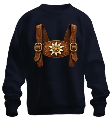 Zdjęcie produktu dla Spodnie lederhosen, tradycyjny strój Edelweiß, kostium na , Bawaria, bluza z kapturem, sweter, kolor granatowy, rozmiar 3XL