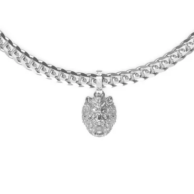 Image de Chaîne panzer pour hommes avec pendentif lion en acier inoxydable de Guess