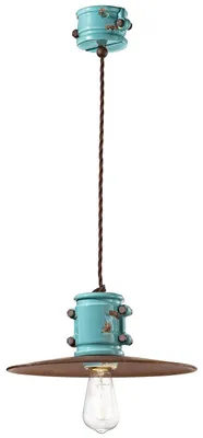 Image de Ferroluce Urban Lampe à suspendre en céramique 40cm bleue ronde