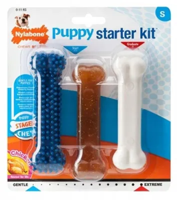 Obrázek produktu pro Nylabone Puppy Chew Puppy Starter Kit Chicken (kuřecí)
