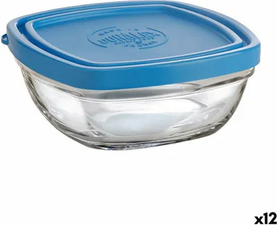 Image de Boîte à lunch carrée avec couvercle Duralex FreshBox bleue 300 ml 11 x 11 x 5 cm (12 pièces)