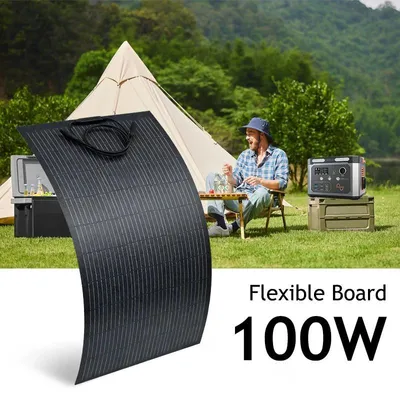 Immagine prodotto di Modulo solare flessibile - 100 W monocristallino - 18 V - Impermeabile IP67 - Connettore MC4 - Per camper, barche, campeggio