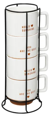 Immagine prodotto di Rack da 4 bicchieri "hello" bianchi da 30 cl - SG Secret de Gourmet