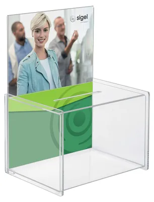 Produktbild von Sigel Spendenbox Losbox Acryl mit A4 Einstecktafel – Aktionsbox