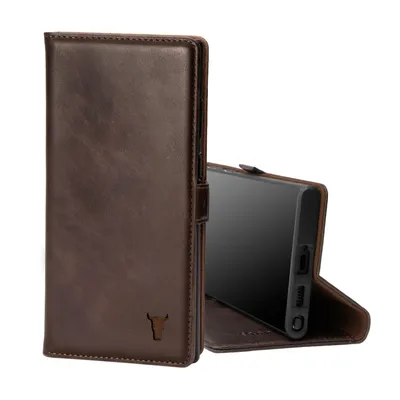 Produktbild von TORRO Galaxy S22 Ultra Leder-Wallet-Hülle (mit Standfunktion) - Dunkelbraun