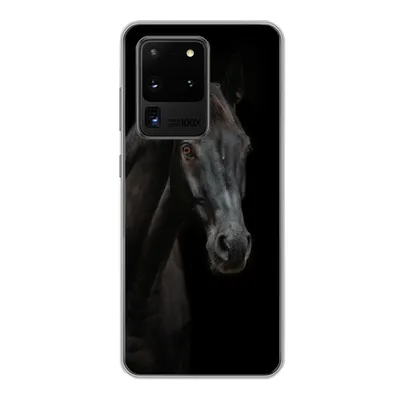 Produktbild von MuchoWow® Handyhülle Schutzhülle Hülle für Samsung Galaxy S20 Ultra Pferd - Nutztier - Schwarz Silikon Softcase Handy Hülle - Karteninhaber
