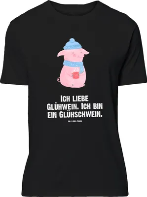 Produktbild von Mr. & Mrs. Panda Größe M T-Shirt Schwein Glühwein - Schwarz - Geschenk, mit Spruch, Herren, Punsch, Glühschwein, Weihnachten, Weihnachtsmarkt, Shirt, Tshirt