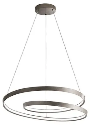 Produktbild von 55-W-LED-Pendelleuchte, rund, dimmbar, gebürsteter grauer Metallrahmen, höhenverstellbar, modernes Design - Perenz