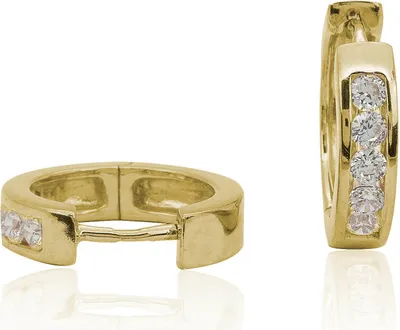 Produktbild von Creolen Ohrringe 925 Sterling Silber gelbvergoldet mit Zirkoniasteinen 15mm