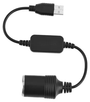 USB-A-Stecker auf 12V Zigarettenanzünder-Adapter, 5V, 2A, schwarz
