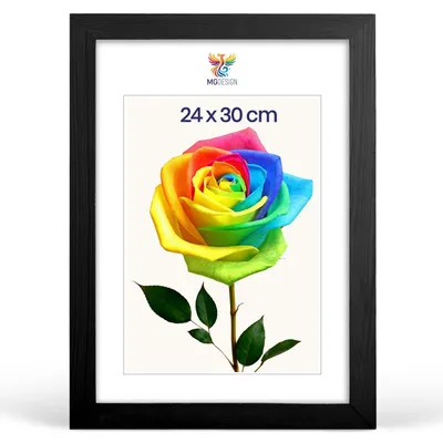 Produktbild von MG Design Bilderrahmen Schwarz 24x30 cm - Echtholzrahmen mit Acrylglas, hoch/quer, zum Aufhängen & Aufstellen
