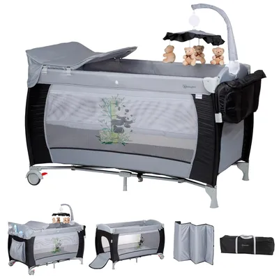Produktbild von BabyGo Reisebett Sleeper Deluxe, Schwarz, inkl. Wickelauflage